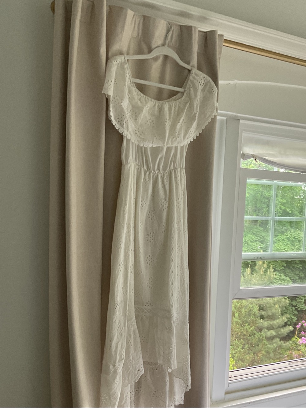 White Eyelet Ruffle Maxi Dress